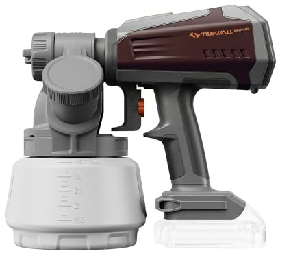 Tilswall Akku Farbsprühsystem Shark700, für Makita 18V (ohne Akku), Braun | Bürstenloser Motor, 3 Sprühmodi, 1300ml, Seitliche Befüllung, Leicht zu reinigen, Für Möbel, Wände & Außenprojekte