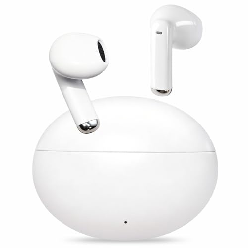 yobola Écouteurs Bluetooth 5.4 sans Fil, Intra-Auriculaires Casque Confort | Ecouteurs légers, HiFi Stéréo Basses avec 4 Micros HD, Contrôle Tactile IP7 Étanche USB-C 27H, pour iOS/Android/Sport, Blanc