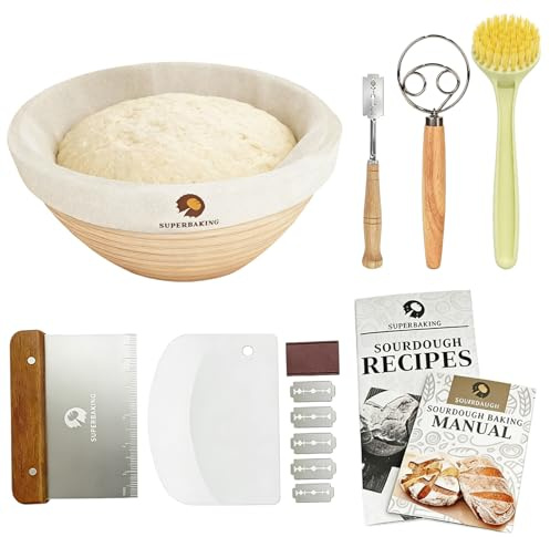 13 Stück Sauerteig Starter Set, 23cm Gärkorb Rattan Brot Backen Komplettset