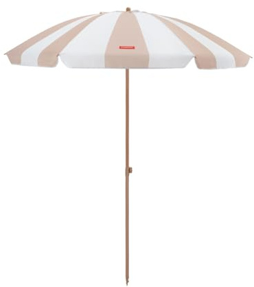 Flamingueo Sombrilla Playa Grande 220x180cm - Parasol con Protección Solar UPF 50+ para Playa, Jardín y Piscina - Orientación y Altura Regulable - Poliéster Waterproof - Bolsa de Transporte