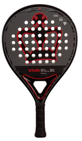 Black Crown - Pala de pádel Viva - Carbono 3K - Goma SC Black EVA - Forma Redonda - Control 50% y Potencia 50% - Jugadores Principiantes e Intermedios - Peso 355-370g
