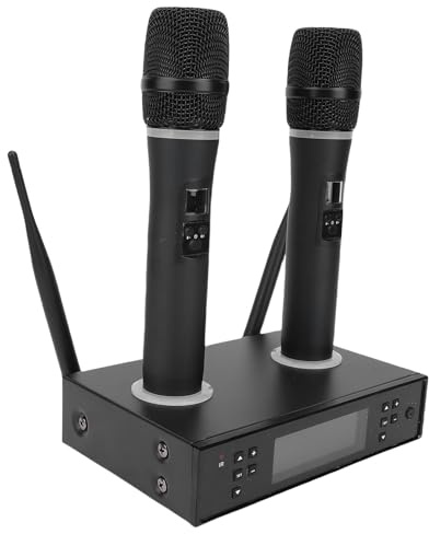 Aumotop Microfonico Wireless Ricaricabile con Doppi Microfoni per Canto e Parlato, Prestazioni Portatili e Durevoli
