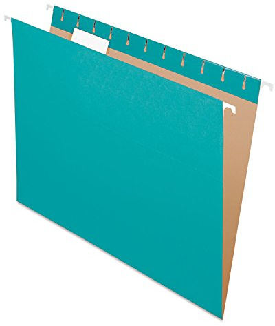 Pendaflex återvunna hängande mappar, brevstorlek, aqua, 1/5 skärning, 25/BX (81616)