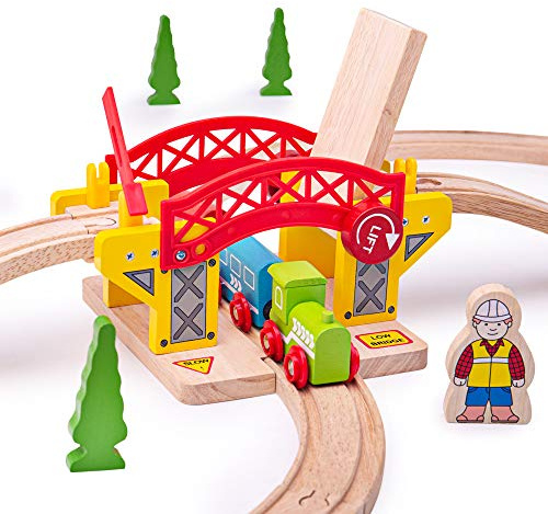 Bigjigs Rail Hebebrücke, hölzernes Hängebrücken-Bahnzubehör