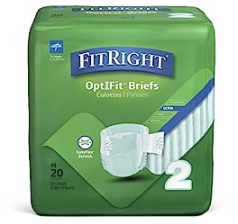 FitRight Stretch Ultra Adult Briefs, Incontinence Diapers with Tabs, Heavy Absorbency, Large/XL/2XL, 51 to 70, 20 Count (Pack of 4)