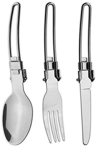 Storfisk fishing & more 3-teiliges Edelstahl Campingbesteckset, klappbar (Messer, Gabel und Löffel)