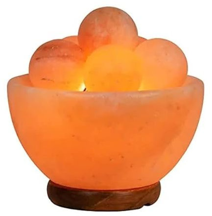 Fire Bowl Himalayan Salt Lamp Pink Rock Crystal Light | Natural Quality Hand Crafted from Foothills of Himalayas Comes with Complete Fitting Wooden Base UK Switch Cable and Bulb (Fire Bowl)