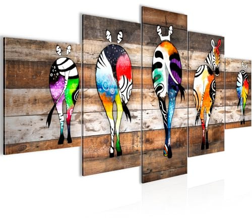 Runa Art - Bilder Zebra 200 x 100 cm 5 Teilig XXL Wanddekoration Design Beige Braun 034051b