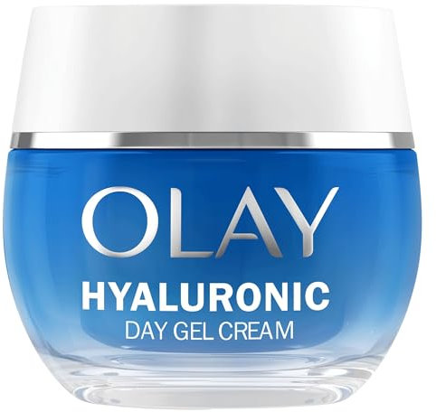 Olay Hyaluronic Acid Face Moisturiser Day Gel Cream, Skincare with Niacinamide 99% Purity and Vitamin B5 (Panthenol) Hydrating Skin Care: Plumps, Smooths, Hydrates Non Greasy, Non Sticky, 50ml