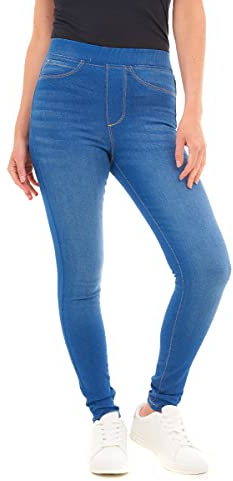 M17 Kvinnor damer denim jeans jeggings Skinny Fit klassiska casual bomullsbyxor byxor med fickor, Klarblå, 34 SE