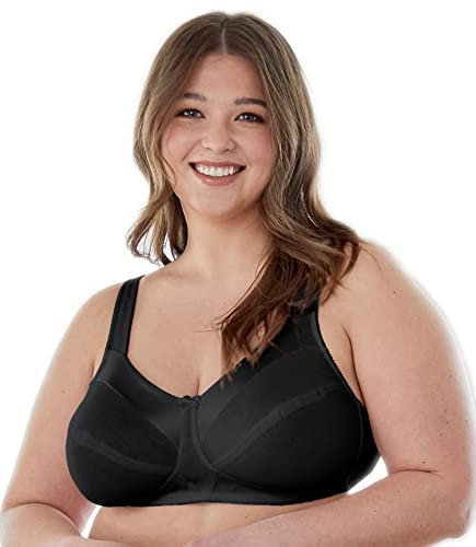 Bestform 5006715 Satin Trim Wireless Cotton Bra with Unlined Cups, Black, 42D