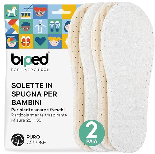 biped 2 paires de semelles pieds nus pour enfants en tissu éponge 100% coton avec rembourrage en latex naturel doux - semelles intérieures antibactériennes contre les odeurs désagréables z2789(32)
