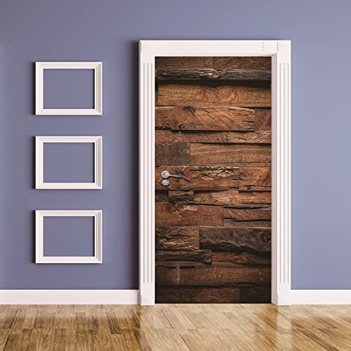 ZZDXL Türtapete Selbstklebend 95X210 Vintage-Holz Türtapete Selbstklebend Türposter Fototapete Türfolie Poster Tapete 3D Türaufkleber Diy Türbild