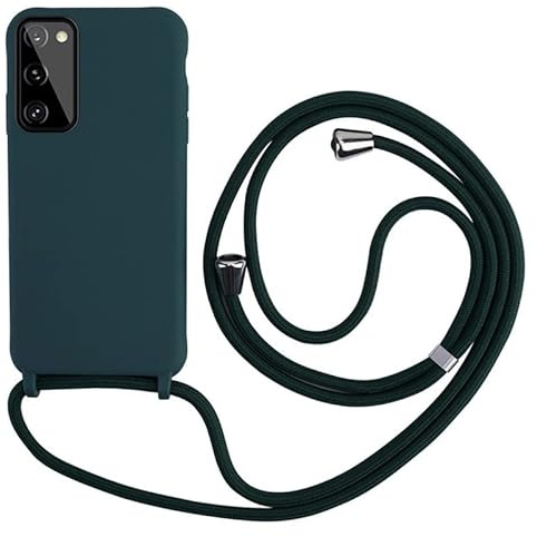 Keteen handyband hülle für Samsung Galaxy S20 FE Handyhülle mit Band Slim Silikon S20 FE hülle mit Abnehmbar Kordel Stossfest Bumper Cover zum Umhängen Necklace Handyhülle für Samsung S20 FE-Grün