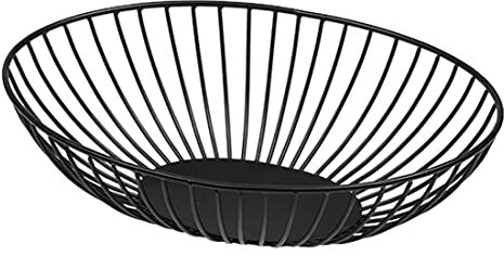 Marrakesch Orient & Mediterran Interior Obstschale Obstkorb aus Metall in Schwarz 30 cm groß Drahtkorb Schale Abisko als skandinavisches Design