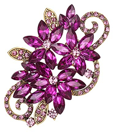 EVER FAITH Elegante Brosche Strass Kristall Vintage inspiriert Blume Cluster Marquise Pin für Kleidung