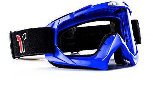 rueger-helmets RK-652 Kinder Crosshelm Endurohelm Motorradhelm Roller Quad Helm Kinderhelm, Farbe:Crossbrille Blau, Größe:alle Größen