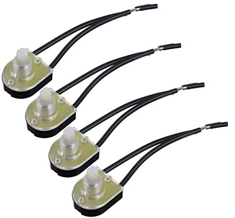 CORHAD 4pcs Black Turn-knob Wall Lamp Switches for Lighting Equipment Parts, Two-stage Control Stem Mounted, Suitable for Ceiling Lights and Lamps