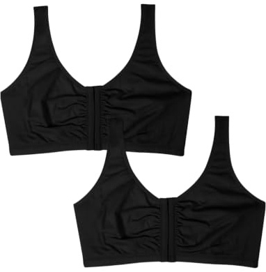 Fruit of the Loom Sport-bh med stängning framtill, tränings-bh i bomullsblandning med enkel passform och uppbyggt stöd, Svart, 80