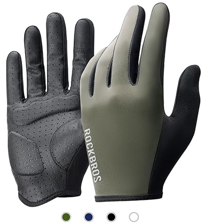 ROCKBROS Road to Sky Handschuhe Fahrrad Fahrradhandschuhe Touchscreen Vollfinger Atmungsaktive rutschfeste Handschuhe Frühling Sommer für Radfahren Laufen Fitness Damen Herren Grün M