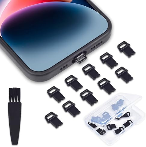 CaseBuy 10PACK iPhone Lightning Anti Dust Plug with Easy-Grip Tab Compatible with iPhone 14, 14 Pro Max, iPhone 13, 13 Pro Max, 12, 11, 11 Pro, X, XS, XR, 8, 7, iPhone Charging Port Plug Dust Cover