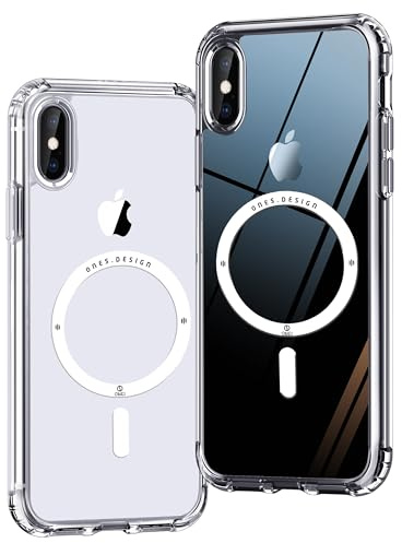 ONES Magnetic for iPhone Xs Max Slim Case, [Compatible with MagSafe][Military-Grade Drop Protection][Anti-Yellowing][PC + TPU Hybrid], Shockproof Protective Cover, Scratch-Resistant Back, Transparent