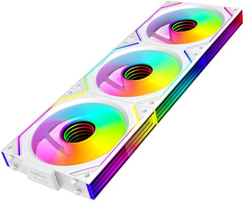 TZMRIT Interstellar-V2 Reverse Flow Infinity Mirror ARGB PWM PC Fans 120mm White, Rgb Fan 120mm, Triple Pack