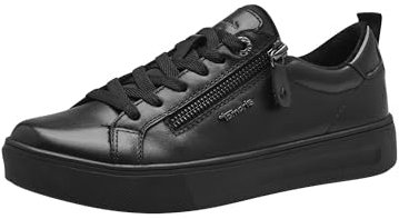 Tamaris Comfort Damen Sneaker flach mit Reißverschluss Freizeit, Schwarz (Black Nappa), 41 EU