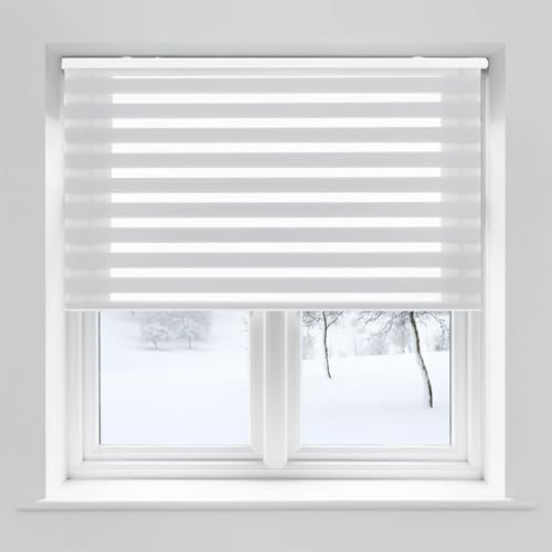 Duo Rollo ohne Bohren 35 x 150 cm lichtdurchlässig & verdunkelnd Duo Rollo Klemmrollo mit Klemmträger für Tür & Fenster, Weiß