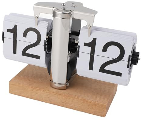 ciciglow Retro-Digital-Flip-Schreibtischuhr, 24-Stunden-Digital-Mechanische Flip-Uhr, Drehknopfverstellung, Home-Office-Dekor, Digitale Flip-Down-Uhr