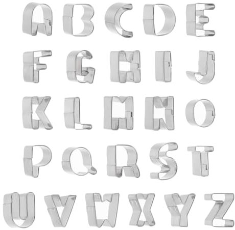 sourcing map 26pcs Alphabet Letter Cookie Cutters Set, Stainless Steel Biscuit Cookie Cutter for Kitchen Baking