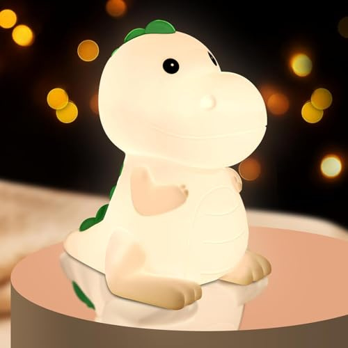 Colexy Nachtlicht Kinder Dinosaurier Nachtlicht Baby 7 Farben und 3 Helligkeit, Baby Stilllicht Dimmbar, Touch-Steuerung und Wiederaufladbar Nachtlampe, Anti-Glare Lampe für Kinderzimmer