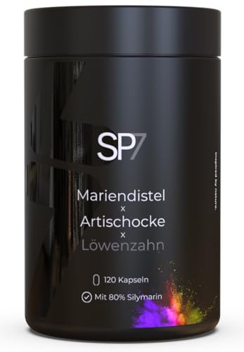 SP7 Mariendistel Artischocken Löwenzahn Komplex Kapseln [HOCHDOSIERT] - Leber Entgiften Komplex mit 80% Silymarin vegan & laborgeprüft - Ohne Magnesiumstearat und Füll -und Farbstoffen