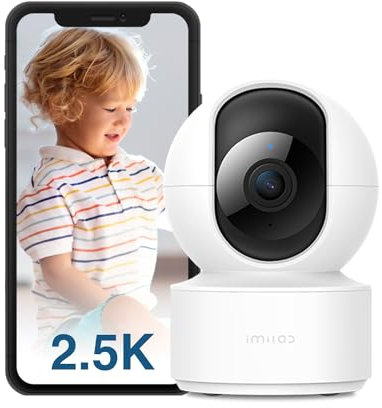 IMILAB C21 Cámara de Interior - FHD 2.5K Cámara de Seguridad WiFi 2.4G con conexión de enchufe para monitor de bebé/mascotas con aplicación para teléfono, cámara para mascotas de 360° con visión noctu