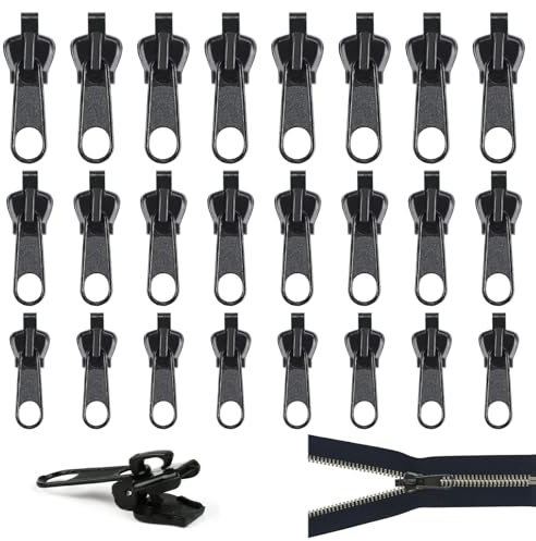 Reißverschluss Zipper 24 Stück Reißverschluss Ersatz Zipper Reißverschluss Reparatur Set Reißverschluss Schieber Universeller Reißverschluss für Jacken Koffer und Rucksäcke Abnehmbar (Schwarz)