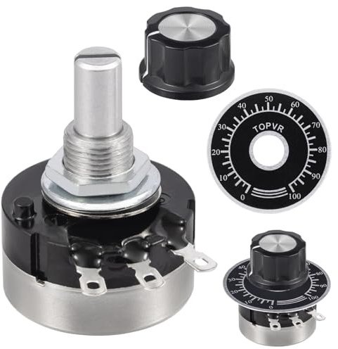ALLECIN 2 Stück RV24YN20S 200K Ohm Potentiometer Single Turn B204 Taper Drehpotentiometer 3 Klemmen Einzeldrehung Kohlefilm-Potentiometer Variable Widerstände mit A03 Drehknöpfe und Zifferblatt