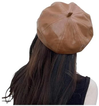 RUIYOR baskenmütze Damen Pu Leder Baskenmütze Für Frauen Geeignet-Kaffee
