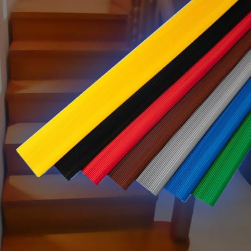 QSPNVFB Gummi-Treppenstufe rutschfeste, Selbstklebend Stufenmatten, Boden-Stufen-Abdeckleiste, Treppenkantenprofil Für Außen Innenbereich(Orange-Yellow,L 100 cm x W 5 cm)