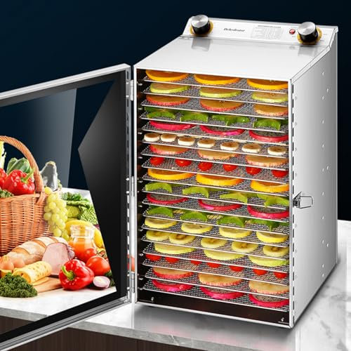 6/8/12/18 Strati Essiccatore Automatico per Frutta Macchina per Frutta Secca Disidratatore per Alimenti Tè ai Fiori alle Erbe per Uso Domestico Commerciale,18layers