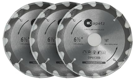 Dapetz ® TCT Circular Wood Fine Cut Saw Blade 165mm x 30mm Bore 16, 24 & 30 Teeth Mitre Hardened Tempered Fits A Multitude of Circular Saws 3Pcs