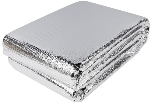 winemana Window Insulation Roll, 48IN x 15FT Reflective Heat Shield Bubble Film, Double-Sided Aluminum Foil Insulation, Weatherproof Garage Door Cover for Windows, RV, Basement, Winter & Summer