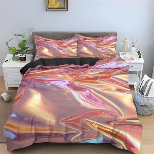 EXSANLIEAY Rosa BettwäSche 135x200 WunderschöN BettwäSche-Sets füR Jeden, Bettbezug Wende Microfaser mit Reißverschluss - 1 Bettbezügen & 2 Kissenbezügen 80x80, Weich & Bügelfrei