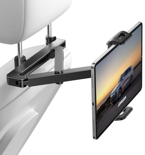 JOYROOM Tablet Halterung Auto [Stabilisierende dreieckige Struktur] iPad Halterung Auto mit Doppeltem Gestänge Klapparm Tablet Halterung Auto Kopfstütze für iPad/Switch/Phone 4.7-13 Bildschirm Geräte