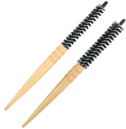 WRITWAA Juego de 2 Cepillos de Pelo Enrollables de Madera Cerdas de Nylon para Uso en Cabello Mojado o Seco, Ideales para Peinar y Mejorar la Textura del Cabello