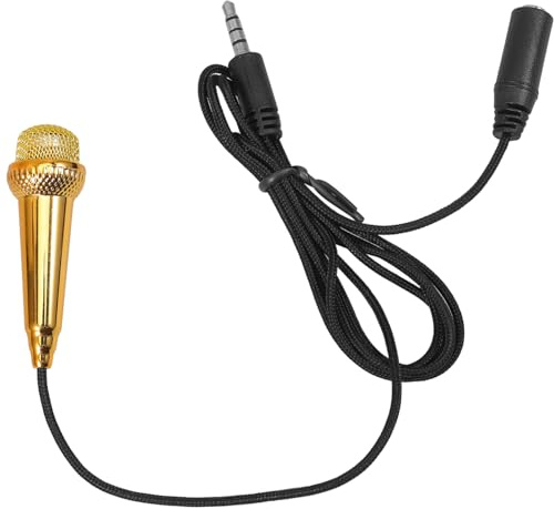 Abaodam Tragbares mit Gesangsmikrofon aus Kleiner Sprachaufzeichnung Aluminium Magnesium Legierung Goldener Farbe für Handy für Ktv und Videoaufnahmen