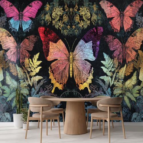 Kuletkear Schmetterling Abnehmbare Wandtapete Selbstklebend Anlage groß für Wände Wohnzimmer Schlafzimmer TV-Hintergrund Kinderzimmer Mädchenzimmer Dekoration 350x245cm