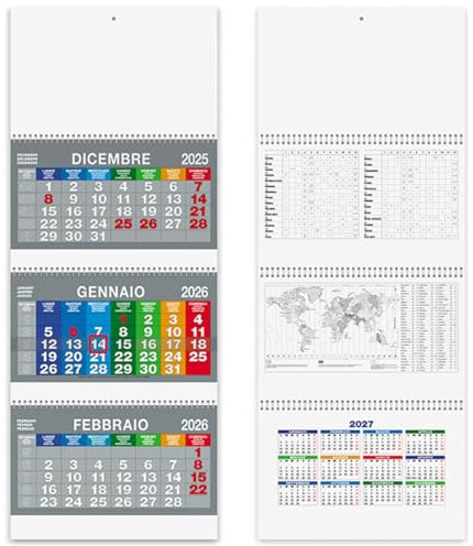 Hole Gadget | Calendari Personalizzati 2026 in Stock da 100 Pezzi Olandese Trittico Maxi 31x69 cm per Gadget Pubblicitari di Fine Anno e come Omaggio per i Clienti o Regali Aziendali | PA516