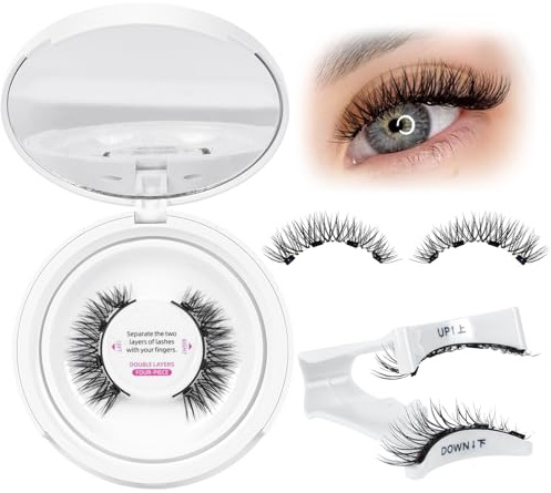 Magnetische Wimpern Magnet Lashes Natürlicher Wiederverwendbare mit Applikator Kein Kleber No Glue or Eyeliner Easy to Wear 4 Magnetpunkte sind stärker Augenform geeignet(1Paar,Ecstatic)