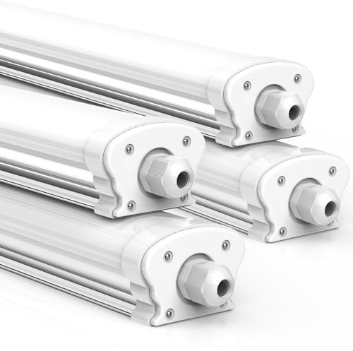 JESLED Feuchtraumleuchte LED 150CM, 4000K, 38W 6500LM(165LM/W)-4er Set | Einfache Montage Verknüpfbar Nassraumleuchte, IP65 Wasserfest Lichtleiste für Büro Keller Garage [Energieklasse C]