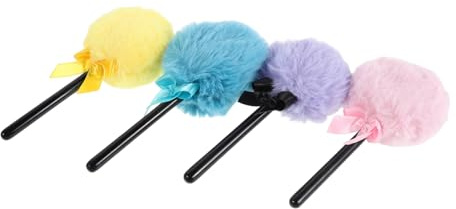 NOLITOY 4pezzi Piumini per Cipria Morbidi Applicatori da Trucco in Velluto Strumenti di Bellezza Portatili per Fondotinta e Contouring per Ogni Routine di Make-up